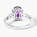 2.20 Ct Oval Purple Amethyst and Lab Diamond Prong Silver Bridge Ring by Fine Color Jewels