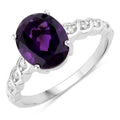 2.20 Ct Oval Purple Amethyst and Lab Diamond Prong Silver Bridge Ring by Fine Color Jewels