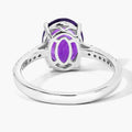 2.20 Ct Oval Purple Amethyst and Lab Diamond Prong Silver Pave Cocktail Ring by Fine Color Jewels