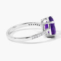 2.20 Ct Oval Purple Amethyst and Lab Diamond Prong Silver Pave Cocktail Ring by Fine Color Jewels