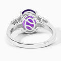2.20 Ct Oval Purple Amethyst & Lab Diamond Prong Silver Bridge Ring by Fine Color Jewels