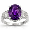 2.20 Ct Oval Purple Amethyst & Lab Diamond Prong Silver Bridge Ring