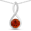 2.20 Ct Round Orange Madeira Citrine & Lab Diamond Prong Silver Crossover Pendant Necklace