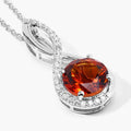 2.20 Ct Round Orange Madeira Citrine & Lab Diamond Prong Silver Crossover Pendant Necklace by Fine Color Jewels