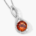 2.20 Ct Round Orange Madeira Citrine & Lab Diamond Prong Silver Crossover Pendant Necklace by Fine Color Jewels