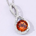 2.20 Ct Round Orange Madeira Citrine & Lab Diamond Prong Silver Crossover Pendant Necklace by Fine Color Jewels