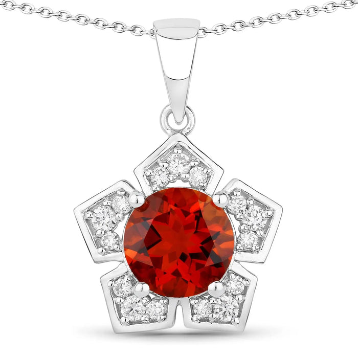 2.20 Ct Round Orange Madeira Citrine & Lab Diamond Prong Silver Star Shape Pendant Necklace by Fine Color Jewels
