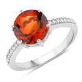 2.20 Ct Round Yellow Madeira Citrine and Lab Diamond Prong Silver Pave Bridge Ring by Fine Color Jewels