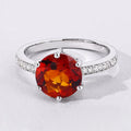 2.20 Ct Round Yellow Madeira Citrine and Lab Diamond Prong Silver Pave Bridge Ring by Fine Color Jewels