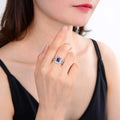 2.22 Ct Octagon Purple Amethyst and White Topaz Prong Silver Split Band Ring by Fine Color Jewels