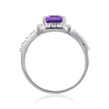 2.22 Ct Octagon Purple Amethyst and White Topaz Prong Silver Split Band Ring by Fine Color Jewels