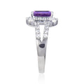 2.22 Ct Octagon Purple Amethyst and White Topaz Prong Silver Split Band Ring by Fine Color Jewels