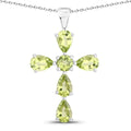 2.24 Ct Green Peridot Prong Silver Cross Pendant Necklace by Fine Color Jewels