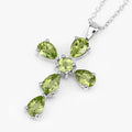 2.24 Ct Green Peridot Prong Silver Cross Pendant Necklace by Fine Color Jewels