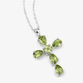 2.24 Ct Green Peridot Prong Silver Cross Pendant Necklace by Fine Color Jewels