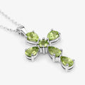 2.24 Ct Green Peridot Prong Silver Cross Pendant Necklace by Fine Color Jewels