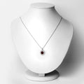 2.25 Ct Round Red Garnet Lab Diamond Prong Silver Halo Pendant Necklace by Fine Color Jewels