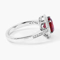 2.25 Ct Round Red Mozambique Garnet and Lab Diamond Prong Silver Pave Halo Ring by Fine Color Jewels