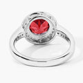 2.25 Ct Round Red Mozambique Garnet and Lab Diamond Prong Silver Pave Halo Ring by Fine Color Jewels
