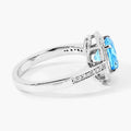 2.25 Ct Round Swiss Blue Topaz Lab Diamond Prong Silver Pave Halo Ring by Fine Color Jewels