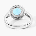 2.25 Ct Round Swiss Blue Topaz Lab Diamond Prong Silver Pave Halo Ring by Fine Color Jewels