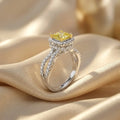 2.25Cttw Elongated Cushion Shaped Yellow Lab Grown Diamond (F/VS) Engagement Ring 14K Gold by Fine Color Jewels