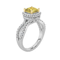 2.25Cttw Elongated Cushion Shaped Yellow Lab Grown Diamond (F/VS) Engagement Ring 14K Gold by Fine Color Jewels