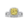 2.25Cttw Elongated Cushion Shaped Yellow Lab Grown Diamond (F/VS) Engagement Ring 14K Gold