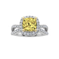 2.25Cttw Elongated Cushion Shaped Yellow Lab Grown Diamond (F/VS) Engagement Ring 14K Gold by Fine Color Jewels