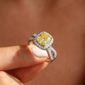 2.25Cttw Elongated Cushion Shaped Yellow Lab Grown Diamond (F/VS) Engagement Ring 14K Gold by Fine Color Jewels