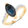 2.26ct Marquise Blue Sapphire and Diamond Prong 14K Yellow Gold Bypass Engagement Ring