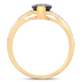2.26ct Marquise Blue Sapphire and Diamond Prong 14K Yellow Gold Bypass Engagement Ring by Fine Color Jewels