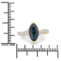 2.26ct Marquise Blue Sapphire and Diamond Prong 14K Yellow Gold Bypass Engagement Ring by Fine Color Jewels