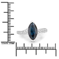 2.26ct Marquise Blue Sapphire and White Diamond Prong 14K White Gold Bypass Engagement Ring by Fine Color Jewels