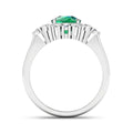 2.28 Ct Cushion Green Zambian Emerald and White Diamond prong 14k Gold Halo Statement Ring by Fine Color Jewels
