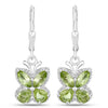 2.28 Ct Green Peridot Prong Silver Butterfly Leverback Earrings