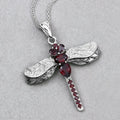 2.29 Ct Red Garnet Prong Silver Dragonfly Pendant Cable Chain Necklace by Fine Color Jewels