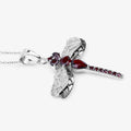2.29 Ct Red Garnet Prong Silver Dragonfly Pendant Cable Chain Necklace by Fine Color Jewels