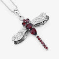 2.29 Ct Red Garnet Prong Silver Dragonfly Pendant Cable Chain Necklace by Fine Color Jewels