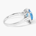 2.30 Ct Cushion Swiss Blue Topaz Lab Diamond Prong Silver Halo Ring by Fine Color Jewels