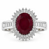 2.30 Ct Oval Pink Ruby & White Diamond Prong 14K White Gold Halo Cocktail Ring