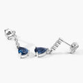 2.30 Ct Pear Deep Blue London Blue Topaz & Lab Diamond Prong Silver Teardrop Dangle Earrings by Fine Color Jewels