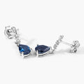 2.30 Ct Pear Deep Blue London Blue Topaz & Lab Diamond Prong Silver Teardrop Dangle Earrings by Fine Color Jewels