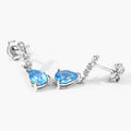 2.30 Ct Pear Swiss Blue Topaz & Lab Diamond Prong Silver Teardrop Dangle Earrings by Fine Color Jewels