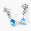2.30 Ct Pear Swiss Blue Topaz & Lab Diamond Prong Silver Teardrop Dangle Earrings by Fine Color Jewels