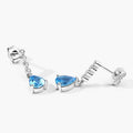 2.30 Ct Pear Swiss Blue Topaz & Lab Diamond Prong Silver Teardrop Dangle Earrings by Fine Color Jewels