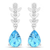 2.30 Ct Pear Swiss Blue Topaz & Lab Diamond Prong Silver Teardrop Dangle Earrings