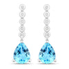 2.30 Ct Pear Swiss Blue Topaz & Lab Diamond Prong Silver Teardrop Dangle Earrings