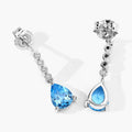 2.30 Ct Pear Swiss Blue Topaz & Lab Diamond Prong Silver Teardrop Dangle Earrings by Fine Color Jewels