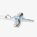 2.30 Ct Swiss Blue Topaz Prong Silver Dragonfly Pendant Cable Chain Necklace by Fine Color Jewels